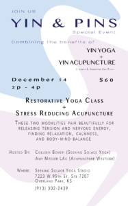 Yin & Pins (Restorative Yoga & Acupuncture) - Dec. 14th 2 to 4 p.m. @ Seeking Solace Yoga Studio